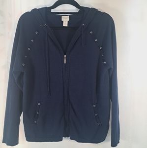 Women's weekend by chicos blue zip up with front pockets. Size L.
